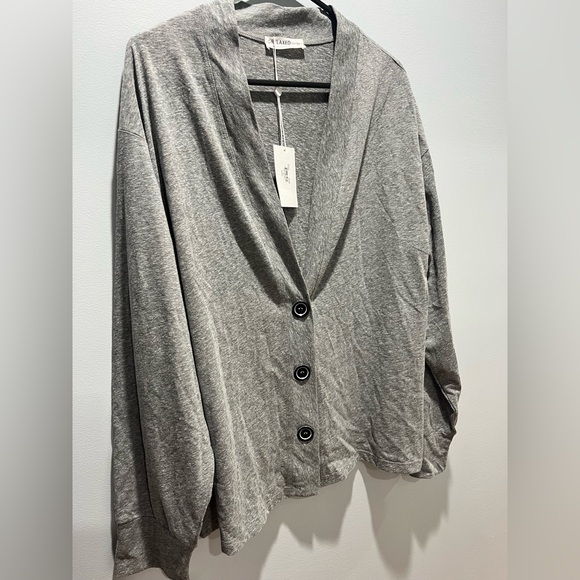 NWT LA RELAXED Women's Jersey Gray Cardigan Sweater Organic Cotton Blend,Size XL - Picture 4 of 8